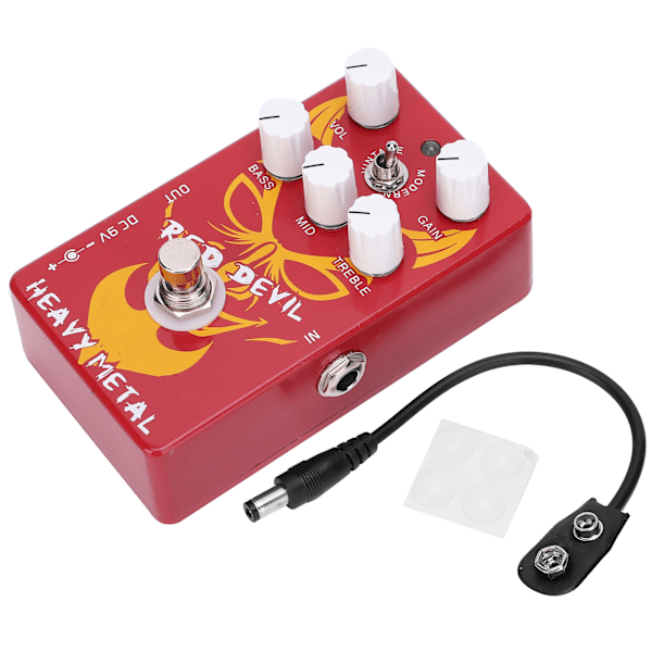 Distortion Gitarrpedal Red Devil Heavy Metal Tone Effekt Elektrisk Processor 9V DC