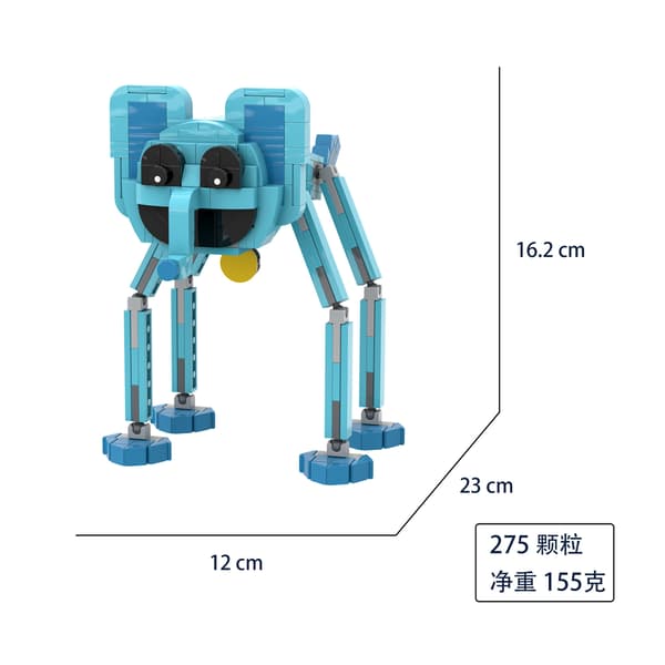 1 förpackning Poppy Play Time 3 perifera byggklossar W006 Blå Elefant W006 Blue Elephant