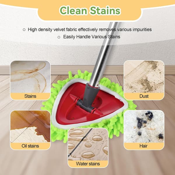 6-pak genanvendelige mikrofiber moppepuder kompatible med O-Cedar EasyWring trekantet moppe, elastisk moppehovedudskiftning til grundig rengøring