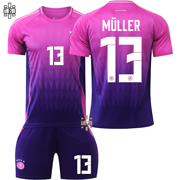 2024 Tyskland borta nr 13 Muller EM-tröja 7 Havertz 8 Kroos fotbollströja barn pojke overall No socks size 13(16 yards,No socks size 13)