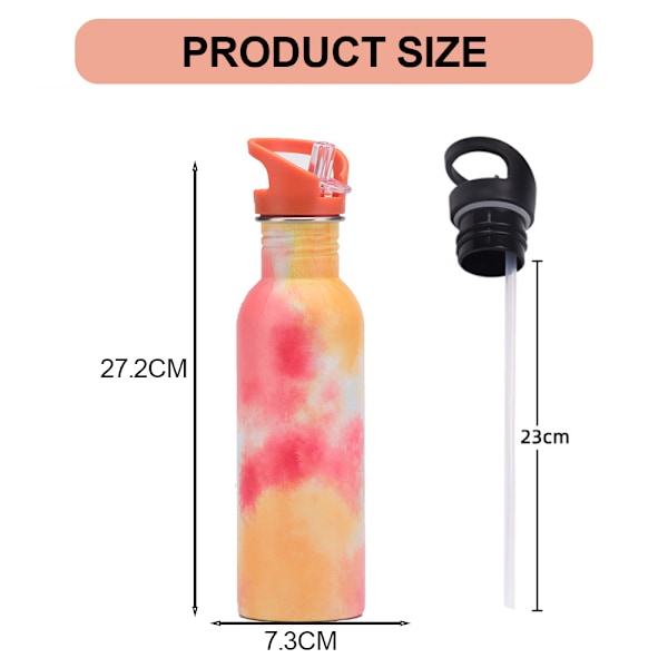 750ml Enkelväggig Bärbar Vattenkopp i Rostfritt Stål med Sugrör