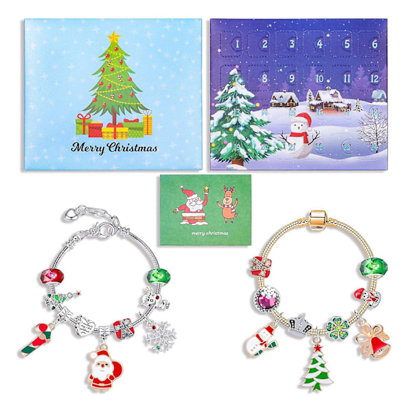 24-rutors Julkalender DIY Armband Presentförpackning Snygg Semester Nedräkning Leksakslåda för Barn Tonåringar snowman