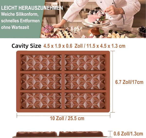 Silikone Chokoladebarforme til bagning af slik, genanvendelige non-stick bageplader til chokoladebarer, småkager og kager