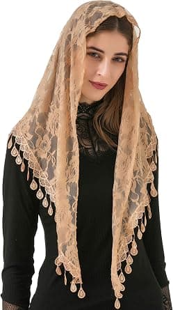 Messing Slør Trekant Mantilla Katedral Hodeplagg Kapellslør Blondeskjerf Latinsk Sjal