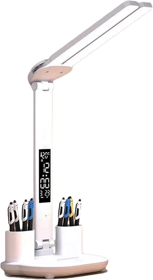 LED Desk Lamp with Dual Lamp Heads, USB Charging, Touch Screen Control, 3 Color Modes, Eye-Friendly Reading Lamp