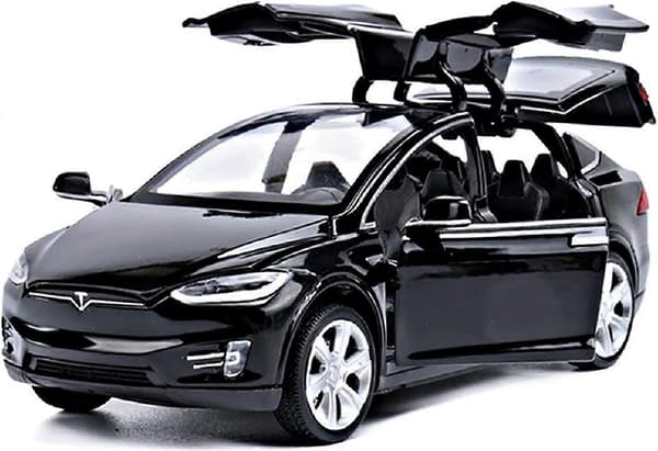Legetøjsbil Model X, Træk tilbage bil legetøj legeringskøretøj med lys og lyde modelbil i 1:32 skala (sort) [YATOY]