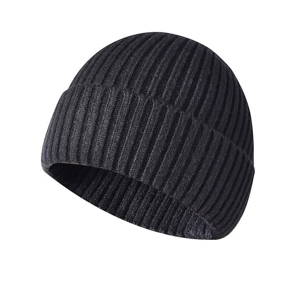 Strikket hue til mænd kvinder børn vinter varm klassisk daglig skull cap sort