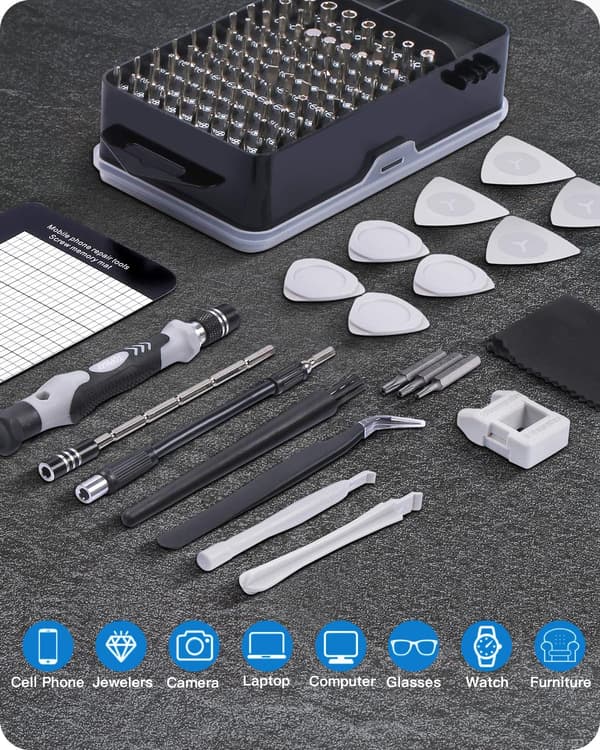 Precisionsskruvmejselset 138 Delar Elektronikreparationskit Mini Magnetisk för Dator Laptop iPhone MacBook
