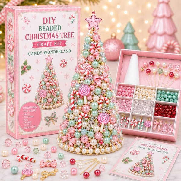 DIY Perle Juletræ Håndværkssæt Beaded Christmas Tree Series - 1 DIY Material Kit (with Color Box)
