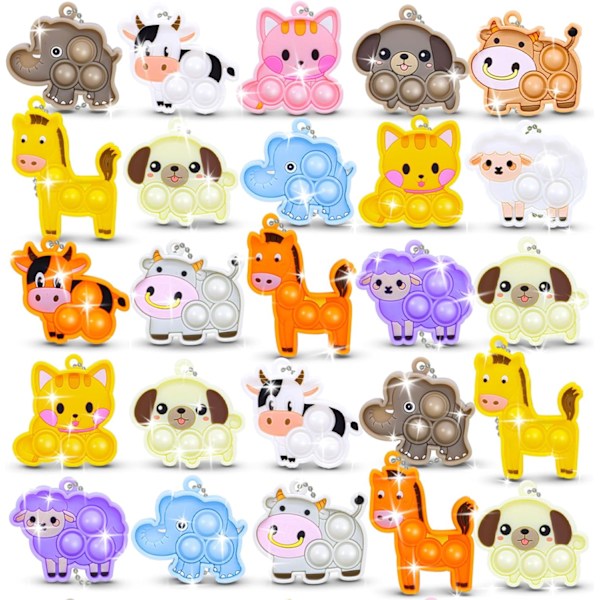 30 stk. Fidget Pop it Leker Sett Festgaver for Barn Fidget Leker Bursdag Karneval Skatt Småbarn Leker Fidget Pakke