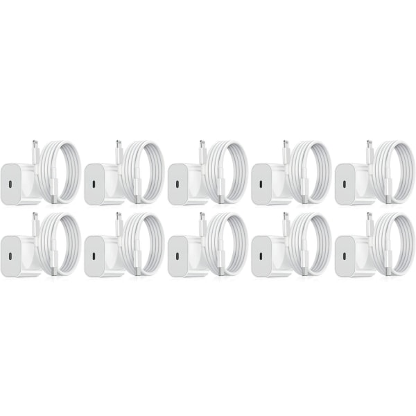 Laddare för iPhone - Snabbladdare - Adapter + Kabel 20W USB-C Vit 3-p 3-Pack iPhone