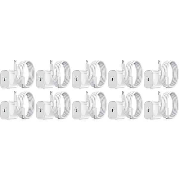 Laturi iPhonelle - Pikalaturi - Adapteri + Kaapeli 20W USB-C Valkoinen 3-p 3-Pack iPhone