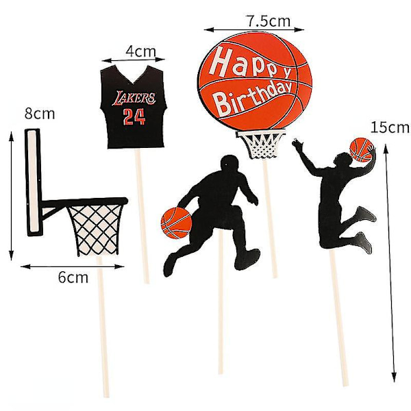 Tårtdekoration Basketboll Födelsedag, 6 Delar Tårtdekoration, Sporttema Tårtdekoration, Tårtdekoration (FMY)
