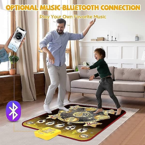 Dansematte, danseleke gave til barn jenter gutter 3-12 år, dansepute med trådløs Bluetooth, 9 utfordringsspillmoduser - Perfekt Gold
