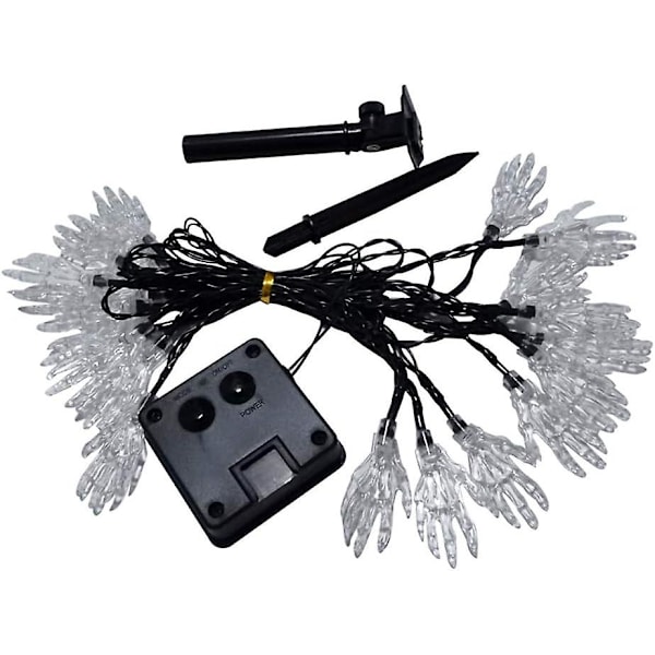 Halloween Solcellelampe Skelet Håndlampe 5 Meter 20 LED Lysstreng Dekoration