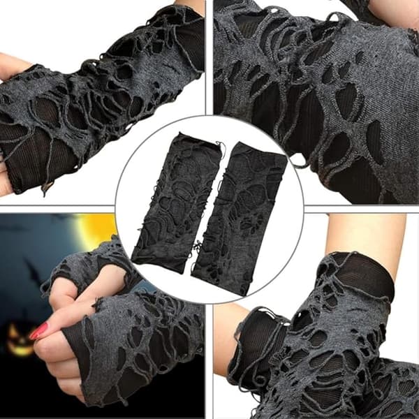 Fingerløse Handsker Edderkoppespind Blondehandsker Sorte Punk Handsker Halloween Kostume Tilbehør