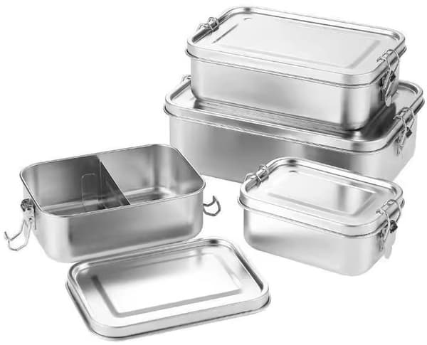 Madkasse i rustfrit stål 850 ml - Lækagesikker Bento Box med sikker låseclips, holdbart og kompakt design