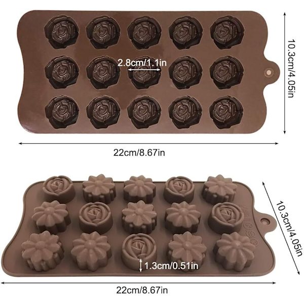 4-pak Blomsterformede Silikoneforme til Chokolade og Slik