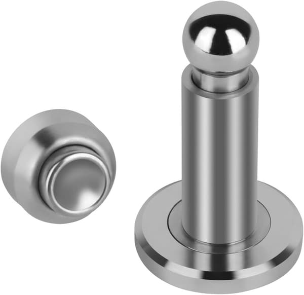 Magnetisk dørstopper med justerbar højde, kraftig magnetisk dørstopper, rustfrit stål 304 dørholder med væg- og gulvmontering, sølv