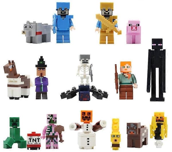 16 STK Minecraft Actionfigurer Sæt Steve Alex Makena Dyrsamling Børn Legetøj