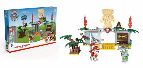 Paw Patrol byggeklodser, pull-back bil hunde redningspatrulje, Monkey Temple brandredning