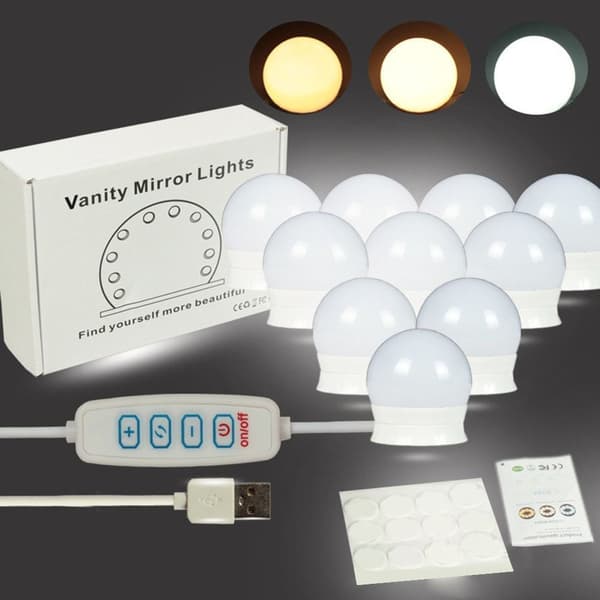 10 LED Makeup Spejl Pærer Dæmpbar LED Væglampe Makeup
