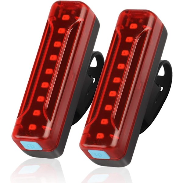 Polkupyörän takavalo, 2 kpl, Erittäin kirkas LED-takavalo, 5 valotilaa, IPX5 vedenpitävä (2 USB-kaapelia mukana)