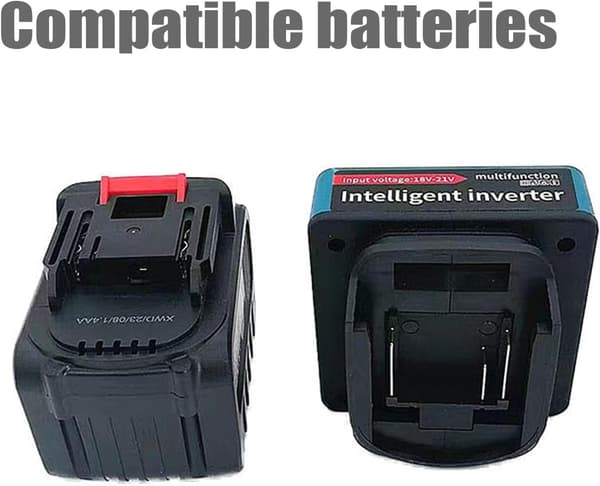 Smart Inverter med Litiumbatteri 21V til 220V AC Bærbar Multifunksjonsinverter Inverter med Spenningsdisplay 21V til 220V DC Batteri