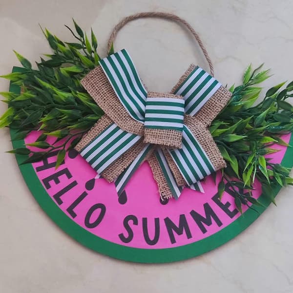 Sommar Välkommen Skylt Vattenmelon Formad Dörrhängande Dekoration
