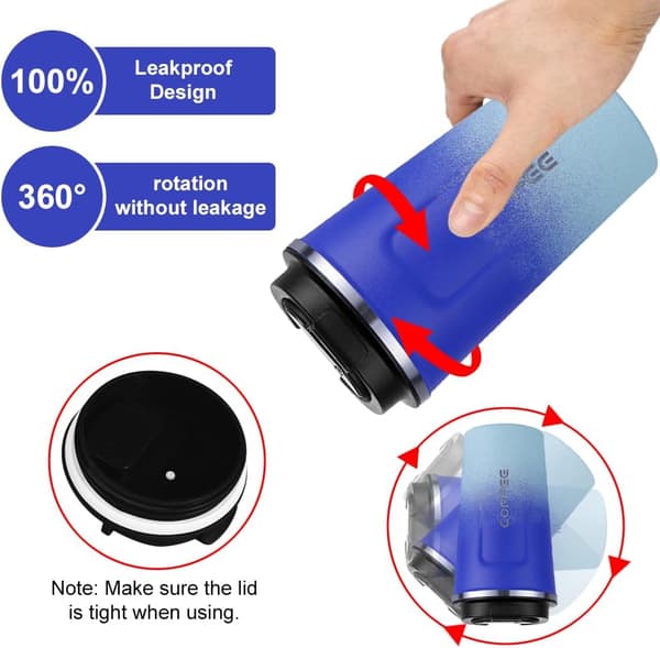 Rustfri Stål Reisekrus 510ml Gradient Blå Isolert Termokopp For Varme Drikker