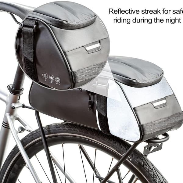 Cykeltaske 8L Vandtæt Reflekterende, Multifunktionel Bagagebærerpose til By-E-cykel Shopping