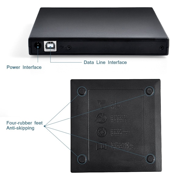 Ekstern CD/DVD-drev til bærbar computer, USB3.0 & Type C DVD-afspiller
