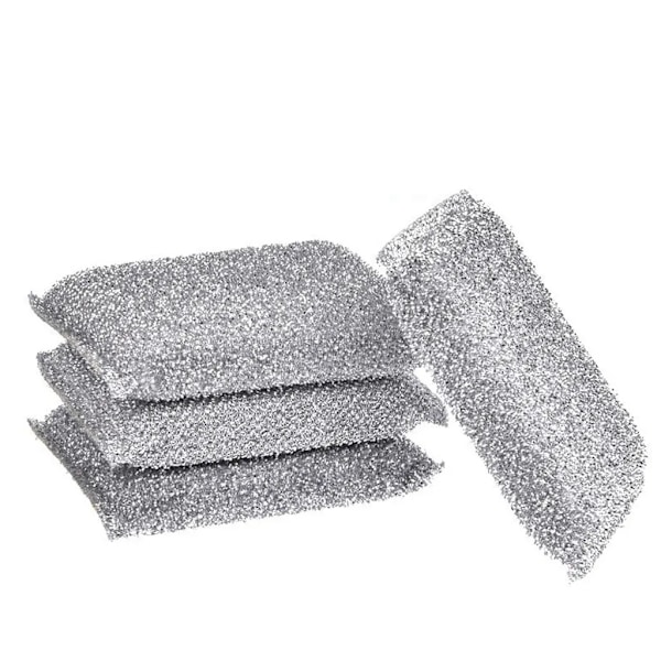 Silverglans Kudde 4-pack Diskborste Svamp Scourge Lurex Svamp Perfekt för beläggning av kastruller, stekpannor, keramiska spisar