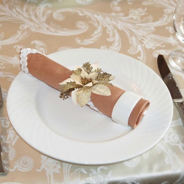 rød juleblomst servietring stof blomst servietspænde stofring servietring 15 cm, spænde diameter 4 cm