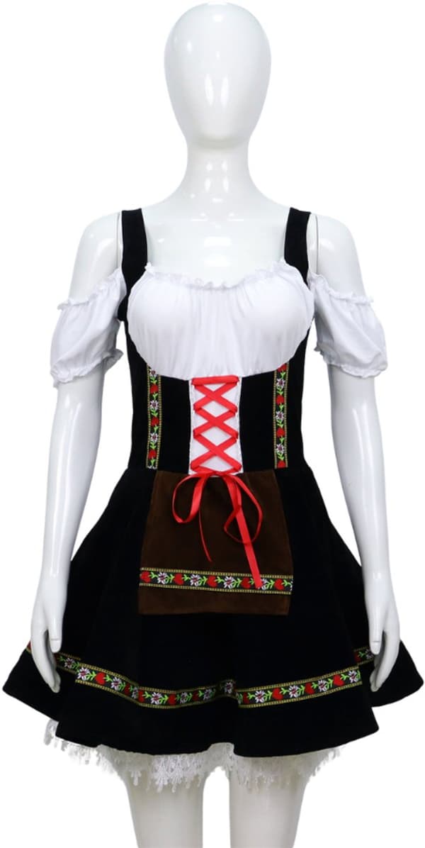 Gotisk Festkjole til Voksne - Sort Tyl Kostume til Halloween og Karneval Wednesday L