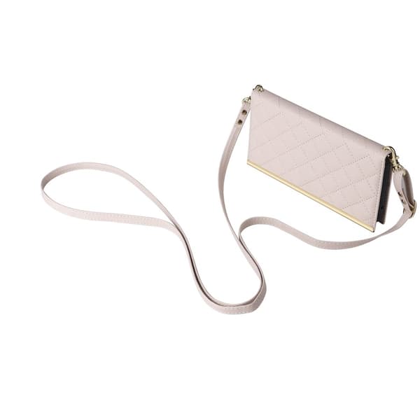 SKALO Samsung S25 FE Gold Edge Quilted Shoulder Strap Wallet Case - Beige Beige beige