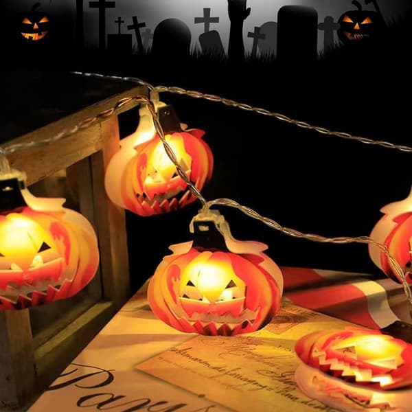 Udendørs Halloween lyskæde, 3 m 20 LED Halloween Græskar Li
