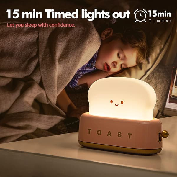 Berøringsaktiveret natlampe til børn - LED toastbrødformet natlampe til børneværelset