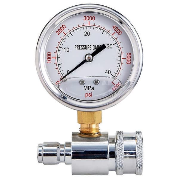 Trykmåler til højtryksrenser, 6000 PSI, 3/8 tommer hurtigkobling, tryk