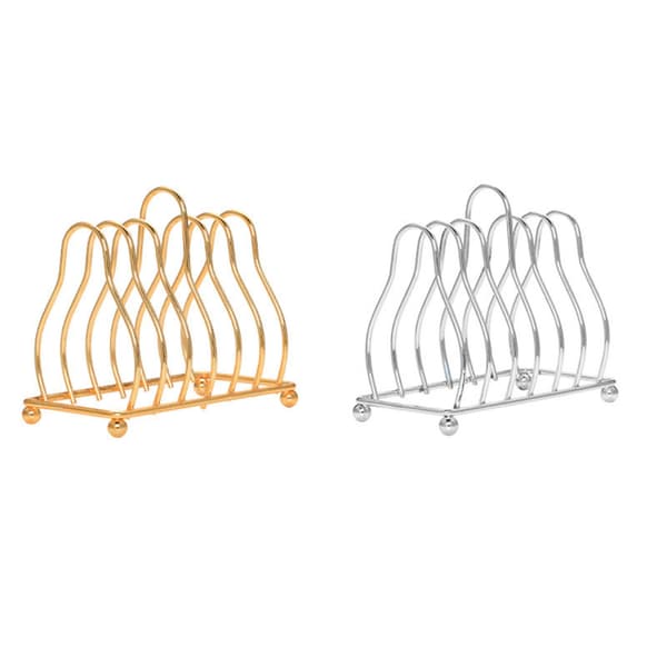 6 Skive Toast Rack i Rustfrit Stål Toast Rack Brødpladeholder Stående Bordservering 2 Stykker