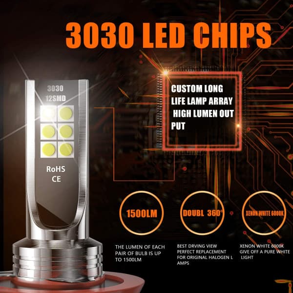 Bil LED tåkelys H8/H11 Dagslys DRL 60W 6000K Hvit 1 stk