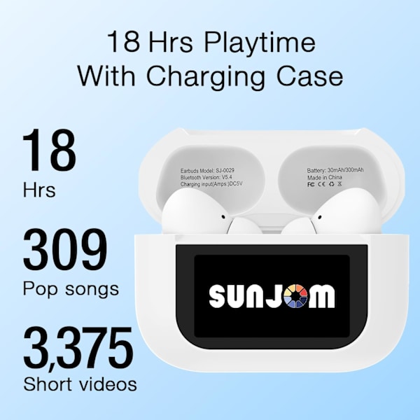 Earpods Pro Hodetelefoner med Bluetooth 5.0, Trådløse Bluetooth-hodetelefoner med Smart Touch Screen-etui, Klar Samtaleutjevning for iOS & Android Hvit