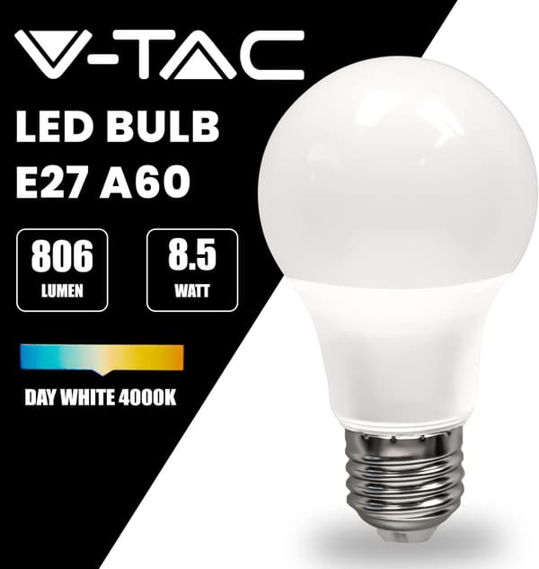 10x E27 LED-pærer 9W 60W Ekvivalent A60 806 Lumen 6500K Nøytral Hvit