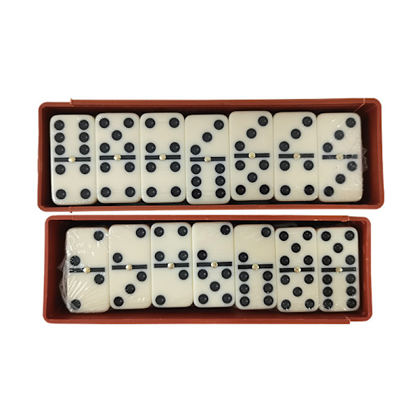 1 ST Premium set domino med case, brun, vit, speldominobrickor