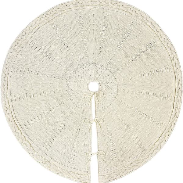 Juletræstæppe Strikket Træforklæde Julepynt Gavepynt red 122cm in diameter / 48 inches