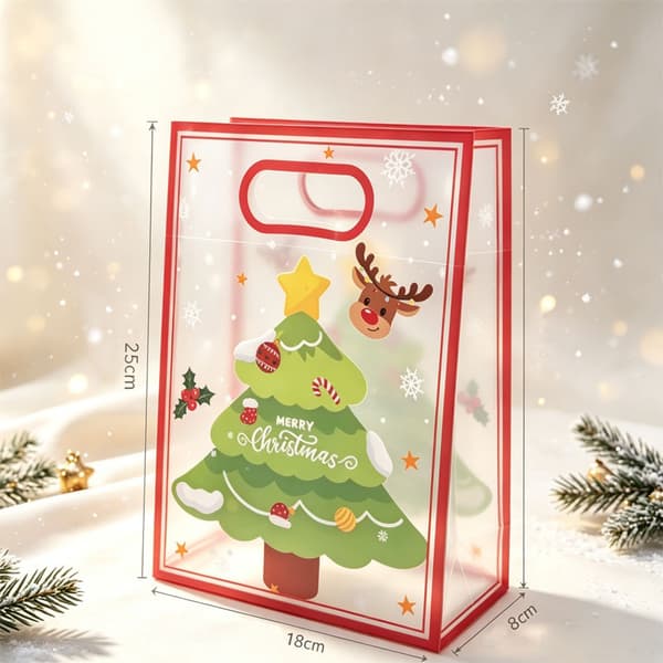 Julklappspåsar med handtag, PP Godispåsar för julfest, 25x18x8cm Gift Bag