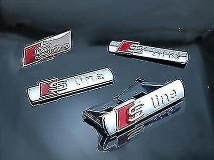(Sølv) 4 stk. S Logo Line Emblem, 3D Logo Metal Sticker, Bilnummerplade Emblem til A3 A4 A5 A6 A7