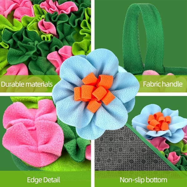 Snusemåtte til Hunde Små Kæledyr Fodermåtte til Dufttræning Stresslindring Søgemåtte til Hunde Blomsterfarve 25x45cm