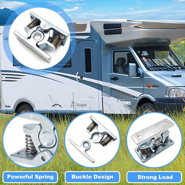 Kompatibel med 2-delt campingvognsdørstopper, zinklegeringsdørstopper, campingvogns- og autocampertilbehør, fjederdørstopper til haven