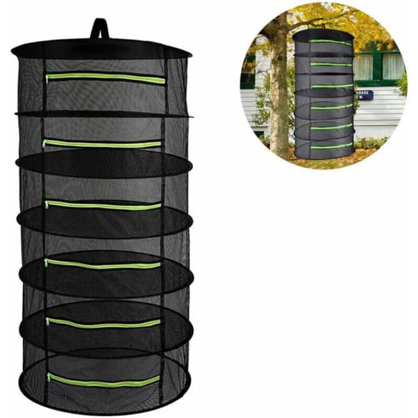 Lager Mesh Plant Drying Net, Foldable Hanging Net, Black Herb Drying Net with Zipper, Herb Dryer, Black